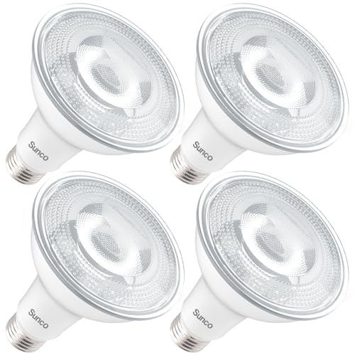 Sunco PAR30 LED Bulb, Outdoor Flood Light Bulbs, Exterior Long Neck Lighting, 850 LM, 11W (75W Equivalent), 3000K Warm White, E26 Base, Dimmable, IP65 Waterproof UL 4 Pack