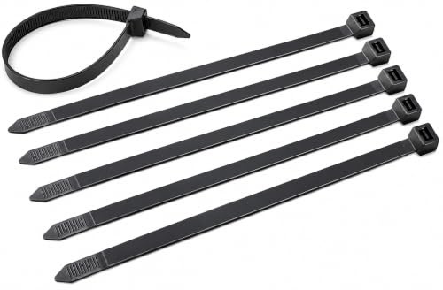 Robuste Kabelbinder, ultrastark, groß aus Nylon, Industriequalität, mit 110 kg Zugfestigkeit,12 x 290 mm, Schwarz, 10 Stück