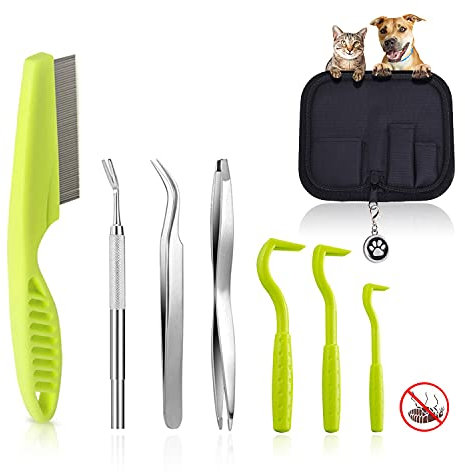 Bosillsm Zeckenzange, Zeckenpinzette, Edelstahl Zeckenentferner Set, Zeckenentfernung, Zeckenhaken für Hunde Katze Pferde Mensch Haustiere Menschenund Tier, Premium Tick Remover Set mit Lederetui