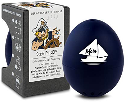 Segel PiepEi - Singende Eieruhr zum Mitkochen - Eierkocher für 3 Härtegrade - Segeln Geschenk - Lustiges Kochei - Musik Eggtimer - Brainstream