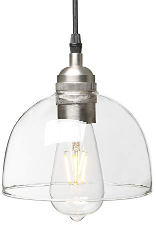 Yosoan Nordic Vintage Glass Pendant Lights, Dome Ceiling Lights, Decorative Down Light for Kitchen Island Living Room Dining Room Bedroom, E27 (Brushed)