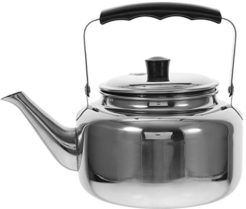 Bouilloire en acier inoxydable avec poignée anti-chaleur, pour cuisinière à gaz, pour thé, café, argenté, 1 L