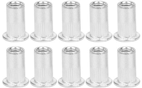 Aluminium Flanschmuttern M5 UNC - 100 Stück Flachkopf-Nietmuttern mit Gewindeeinsatz