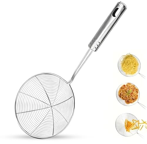 AEX Stainless Steel Spider Strainer Fine Mesh Skimmer Spoon 5.7 Inch