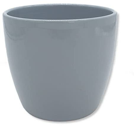 DARO DEKO Blumen-Topf rund Keramik Übertopf Ø 22 x 19,5cm grau