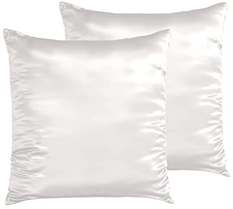 THXSILK 100% Seide Kissenbezüge 2 Stück für Haare, Luxus 22 Momme Echte Seidenkissen Bezug Haarpflege, Bio und Atmungsaktiv, 80x80cm, Weiß