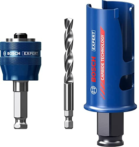 Bosch Professional 1x Expert Power Change Plus Lochsäge-Systemadapter (Ø 7,15 mm) + 1x Expert Construction Material Lochsäge (für Weichholz, Ø 35 mm, Zubehör Schlagbohrmaschine)