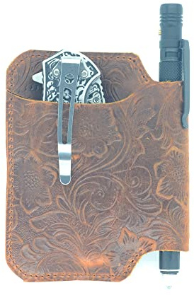 JJNUSA Genuine Leather Multitool Belt Sheath Organizer, EDC Belt Pouch for Men, Belt Holder Mini Leather Pocket Organizer Slip, Flashlight Holder, Pen Holder, Knives Sheath Holster