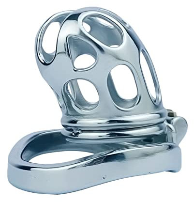 Buntune Edelstahl Keuschheitskäfig Herren Metall Peniskäfig Male Keuschheitsgürtel Cock Cage Penis Käfige Chastity Device Extrem Sklaven Keuschheit Bondage SM Sexspielzeug für Männer(Bogenring-45mm)