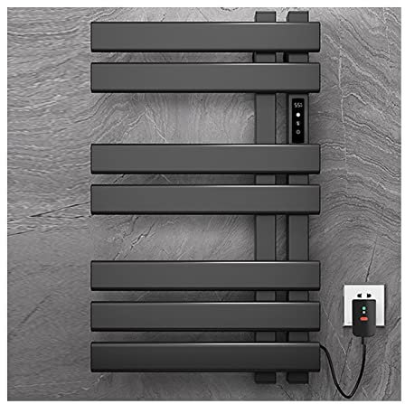 WRJAHCG Scaldasalviette,Termoarredo Elettrico,Scaldasalviette Elettrico con Termostato,Termosifoni Elettrici Basso Consumo,180W,Parete Asciugabiancheria,con Timer,Nero,Right Line