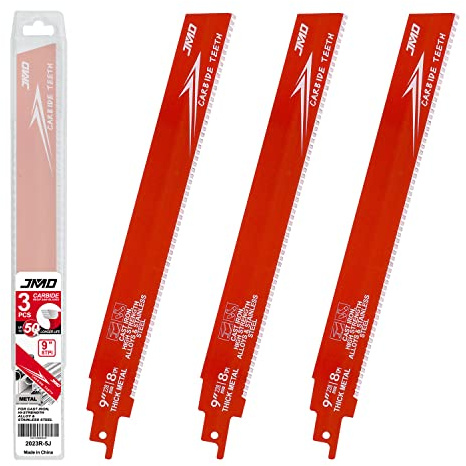 JMD 3-Pack 8TPI 228 mm karbidblad kattsåg för tjock metall blad katt bågfil karbid för gjutjärn och legerat stål kompatibel med Milwaukee Makita Dewalt Ryobi etc