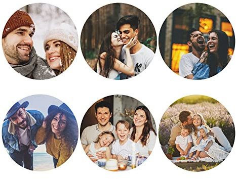 Personalisierte Untersetzer Mit Foto, Eigenes Bild Oder Text Selbst Gestalten, Fotountersetzer Als Lustiges Geschenk Für Paare, Familie, Haustier, Geburtstag Oder Jahrestag (Rund, 6er Set)