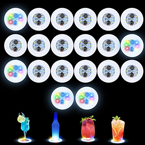 Gotrain 20 bunte LED-Untersetzer, LED-Aufkleber, superhelle LED-Flaschenlampe mit 6 LED-Perlen, für Bar, Bier, Getränke, Untersetzer für Party, Club, Geburtstag, Bar, Dekoration (20)