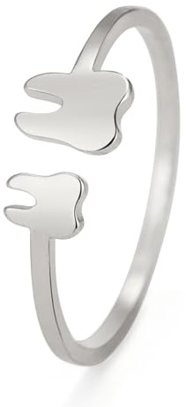 TEAMER Modische Zahn-Halskette, silberfarben, Edelstahl, zum Schutz der Zähne, Anhänger, Armband, Ring, Statement, ausgehöhlt, Zahnarzt, täglicher Schmuck, Geschenke