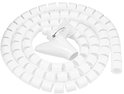 Tomotato Spiralwickelrohr, Flexible mit Kabel Überzogene Schutzhülle Bündelhülse Schlauch Kabel Drahtabdeckung Kabelführungshülse für das Büro (Schwarz, 3 m x 28 mm)