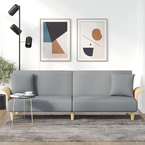 Camerina Schlafsofa mit Armlehnen Hellgrau Stoff Schlafsessel Mit Bettfunktion Schlaf Sofa