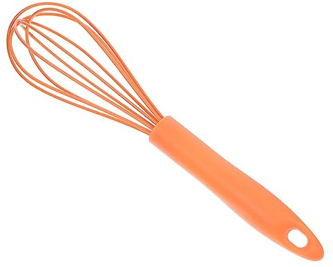 OKUMEYR 10-inch Silicone Egg Whisk Mixer Non-Slip Handle Red Handheld Balloon Whisk for Blending Stirring and Frothing Milk in Kitchen