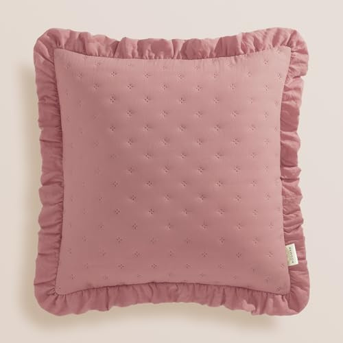 ROOM99 Molly 45 x 45 cm Zierkissenbezüg Kissenbezüg Kissenhüll Dekorative Dekokissen Wurfkissenbezug Deko Aesthetic Modern Schlafzimmer Wohnzimmer mit Rüsche Rosa, 1 Stück