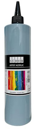 SÜDOR ACRYLFARBE 500 ml - Geeignet für Acryl-Pouring. Hochpigmentierte Künstler-Malfarben zum Bemalen auf Holz, Leinwand, Stein, Papier, Stoff, Metall. Wasserfest. Vegan. (BlauGrau)