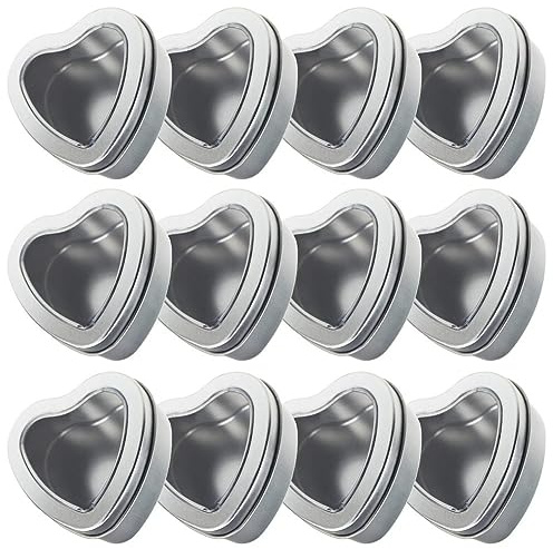 Wanjorlay 15PCS Heart Shaped Metal Tins Box Tinplate Candle Jar with Lids Candy Boxes Heart Empty Tin Candies Jar for Valentines Day Birthday