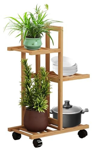 Pflanzenregal für den Innenbereich, Pflanzenständer aus , mehrstöckige Blumentöpfe mit Rollen, tragbarer Blumentopfständer, platzsparendes Pflanzenregal für Wohnzimmer, Balkon, Terrasse,