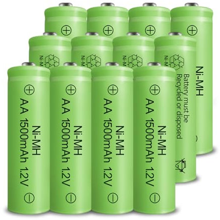 GENYESTAR Rechargeable AA Batteries NIMH 1.2V Double A 1500mAh High Capacity Pre-Charged Rechargeable AA Solar Battery Low Self Discharge for Household Devices Solar Light Toys Remote, 12 Pack