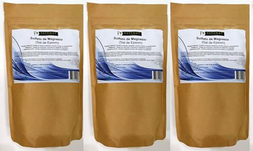Sulfato de Magnesio alimenticio en polvo 500G (Sal de Epsom) (3 paquetes de 500G)