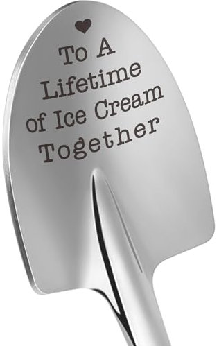 Funny Ice Cream Spoons Gift for Ice Cream Lovers, To A Lifetime Of Ice Cream Together, Engraved Spoon Gifts for Couple, His Her Ice Cream Spoons, Engagement Gifts for Couples