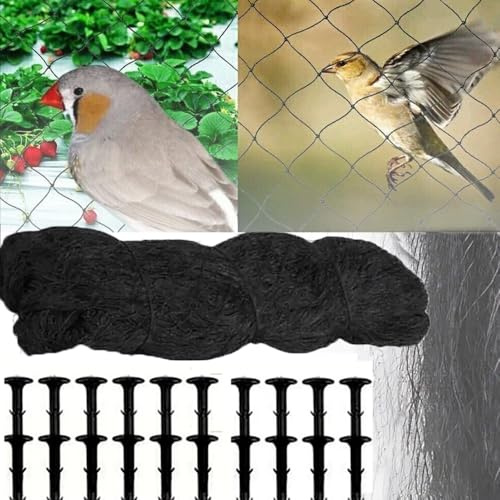 Vogelnetz,Vogelschutznetz,Vogelschutznetz Engmaschig,30x5 mVogelnetz,Wiederverwendbar,Kann auf Jede Größe zugeschnitten Werden,Witterungs & UV beständig Con 20X Erdhaken for Obstbäume (30 * 5m)