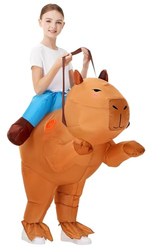 Poptrend Aufblasbares Capybara-Kostüm, aufblasbares Kostüm für Erwachsene, Herren, Damen, Halloween-Kostüm, Reiten auf Capybara, aufblasbares Kostüm für Kinder, Cosplay-Party