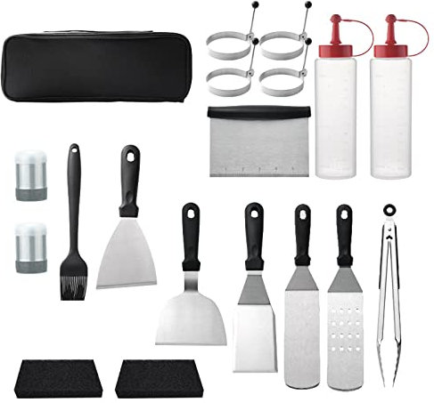 CVNIMV Stainless Steel Grilling Kit, BBQ Tools Set, Grill Accessories with Storage Bag, Portable Grilling Utensil Kit, Suitable for Travel, Picnics, RVs, Camping, BBQs, Parties