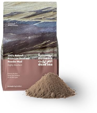 Numeira Polvere di fango del Mar Morto 100% pura, ricca di minerali, esfoliante delicato per viso, scrub e maschera, pulizia dei pori e disintossicazione della pelle, 1 kg