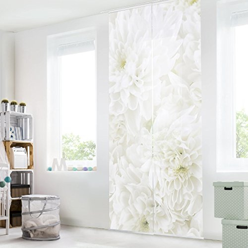 micasia Schiebegardine halbtransparent 60er Paneel Klett Blumen Textil lichtdurchlässig - Motiv Modern Flächenvorhang Wohnzimmer Schlafzimmer 1180 (120x250 cm - 2er Set)