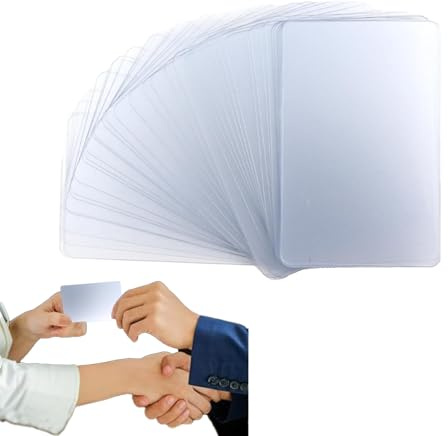 Bustlwor 50 Pezzi di Carte Bianche in PVC Vuote, Biglietti da Visita Incisi, per Biglietti Da Regalo per Clienti In Ufficio (Trasparente)