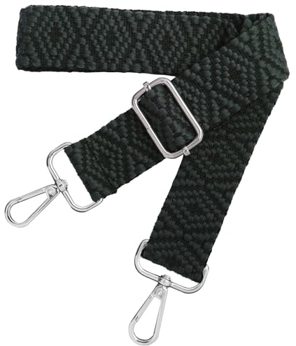 Schultergurt für Tasche Verstellbarer Taschengurte zum Wechseln, Taschengurt Breit 3.8cm mit Silber Karabiner für Damen Crossbody Handtasche, Schwarz
