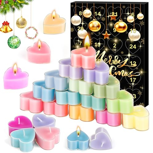 MOMOSTAR Calendario Adviento Velas 2025 Mujer, Calendario de Adviento con 24 Velas Perfumadas Diferentes, Navidad Decoración 2025, Regalo para Mamá, Hermana, Hija y Novia