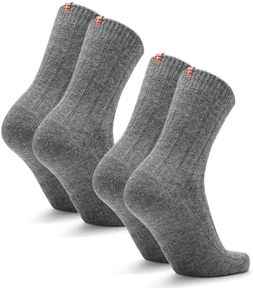 DANISH ENDURANCE Alpackaullstrumpor, Mysiga för Vinterbruk, Termostrumpor i Alpacka, för Herr & Dam, 2-pack Mörkgrå Melange 35-38