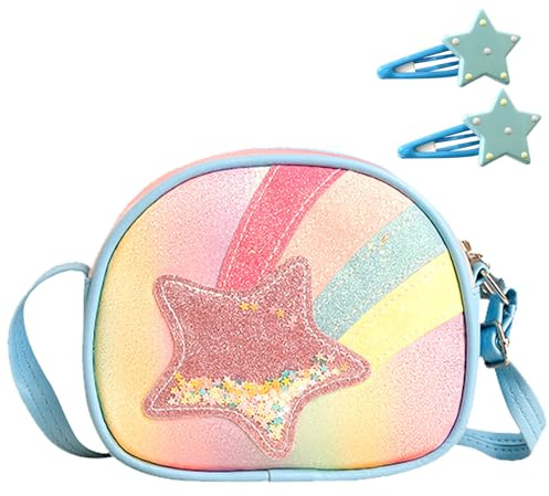 BSITSSS Borsa a Tracolla per Ragazze Borsa Bimba con Tracolla Regolabile Borsetta Bimba Arcobaleno Portafoglio Bambina per 3-10 Anni (16 x 6 x 14cm)
