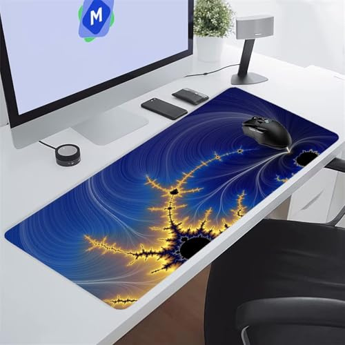 Tappetino Mouse XXL Gaming 1200x600x2 mm Blu Giallo Tappetino per Mouse Grande Cuscinetto per Tastiera Grande da Scrivania Gaming Mousepad Lavabile per Ufficio e casa