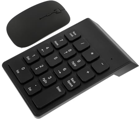 Teclado Numérico Inalámbrico y Ratón para Portátil, Compacto Negro | Abs, Conexión Inalámbrica y Manejo Suave, Diseño Ligero para Casa y Oficina