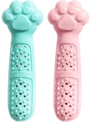 2 Stück Kauspielzeug für Katzen, lebensmittelechtes Gummi, Beißspielzeug für Kätzchen mit Katzenminze, Zahnspielzeug für Katzen zur Zahnpflege von Kätzchen und zur Linderung von Langeweile, Zahnkau