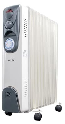 HYE Radiator - 11 Fin Oil Heater, Adjustable Heating Power, Built In Safety Features, Portable & Practical, White, Perfect For Flexible Heating Around The Home & Office - 11OH2500B14