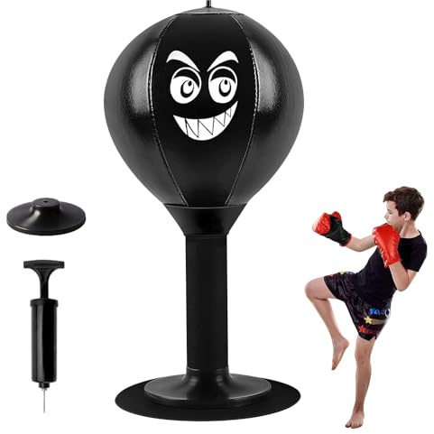 Ziyero Punching Ball Punching Ball Boxe, Boxe à la maison, Boxing Bag avec ventouse Boule durable pour soulager le stress Noir