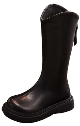 Generisch Invierno Niñas Rodilla Alta Botas De Equitación Caliente Faux Forrado Botas De Nieve Para, Negro , 35.5 EU