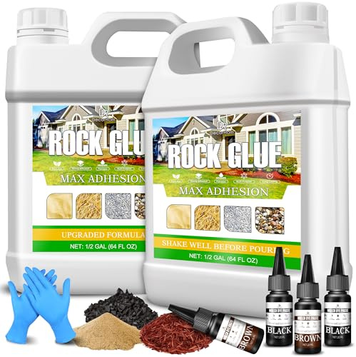 Gravel Glue With Dye, 4L Stone Glue Mulch for Garden, Strong Adhesion Fast-Drying Non-Toxic Rock Glue Dye for Locking Rubber, Cobblestone, Dry Straw, Rock Gravel, Wood Chips, Shells and Sand