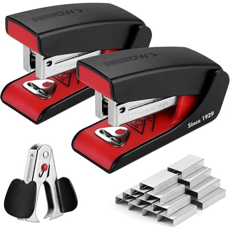 Arrow Mini Stapler with Staples, 16 Sheets Capacity, 2-Pack Small Stapler with Staple Remover and 2000 Count 26/6 Staples for Daily Office Use, School Tasks and Home Organization