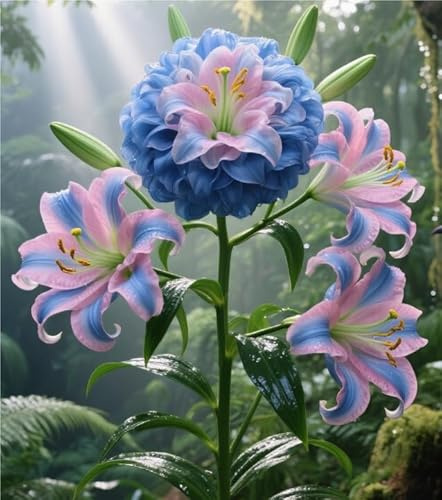 Bellissimo Giglio Bulbi, piante erbacee perenni,lilium in vaso, profumate, pianta lily(Non artificiali)-4 Bulbi-J
