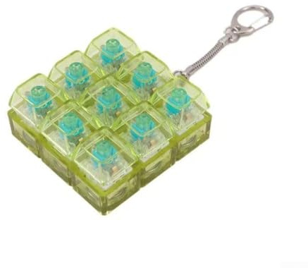 Keyboard Fidget Toy, 9 Keys Decompression Toys, Stress Relief Keychain With Gradient Blue Keycaps For Office, School, Home And Travel(Same color-Yellow)