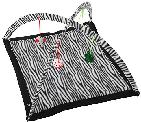 Cryfokt Katttält -Stripe Color Mjuk Plysch Hopfällbar Säng med Leksak för Husdjurskatter, Miljövänlig Filt för Kattlekmatta 22,8 X 22,6 Tum för Kattälskare