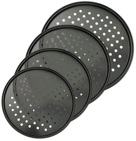 Pizzaplåt för ugn, 4- bakningstillbehörsset med non-stick beläggning för köket, pizza bakplåt för ugnen, för hyreslägenheter camping grillfester hotell badrum och